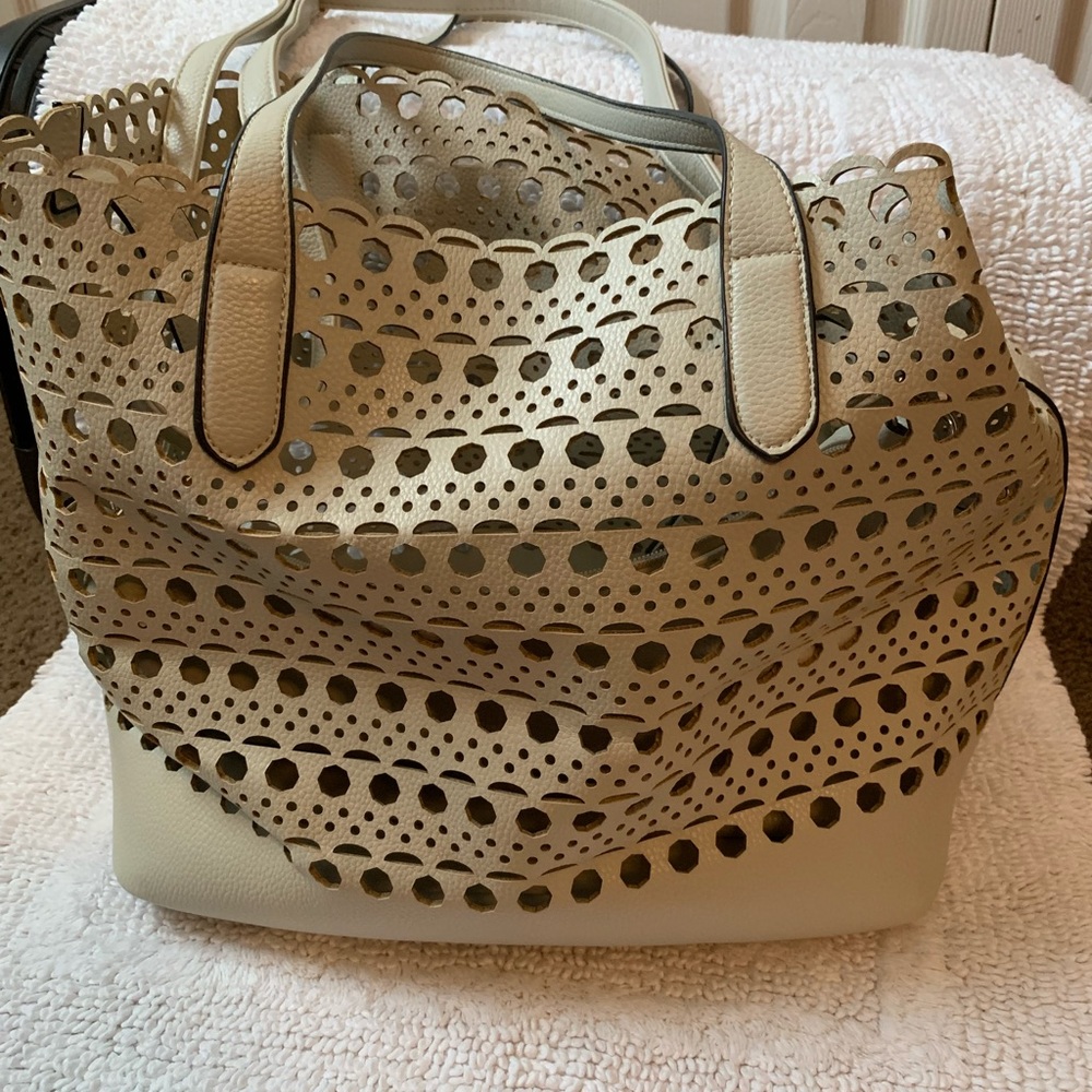 Street Level beach bag w/faux leather shoulder bag **BOGO same or less$